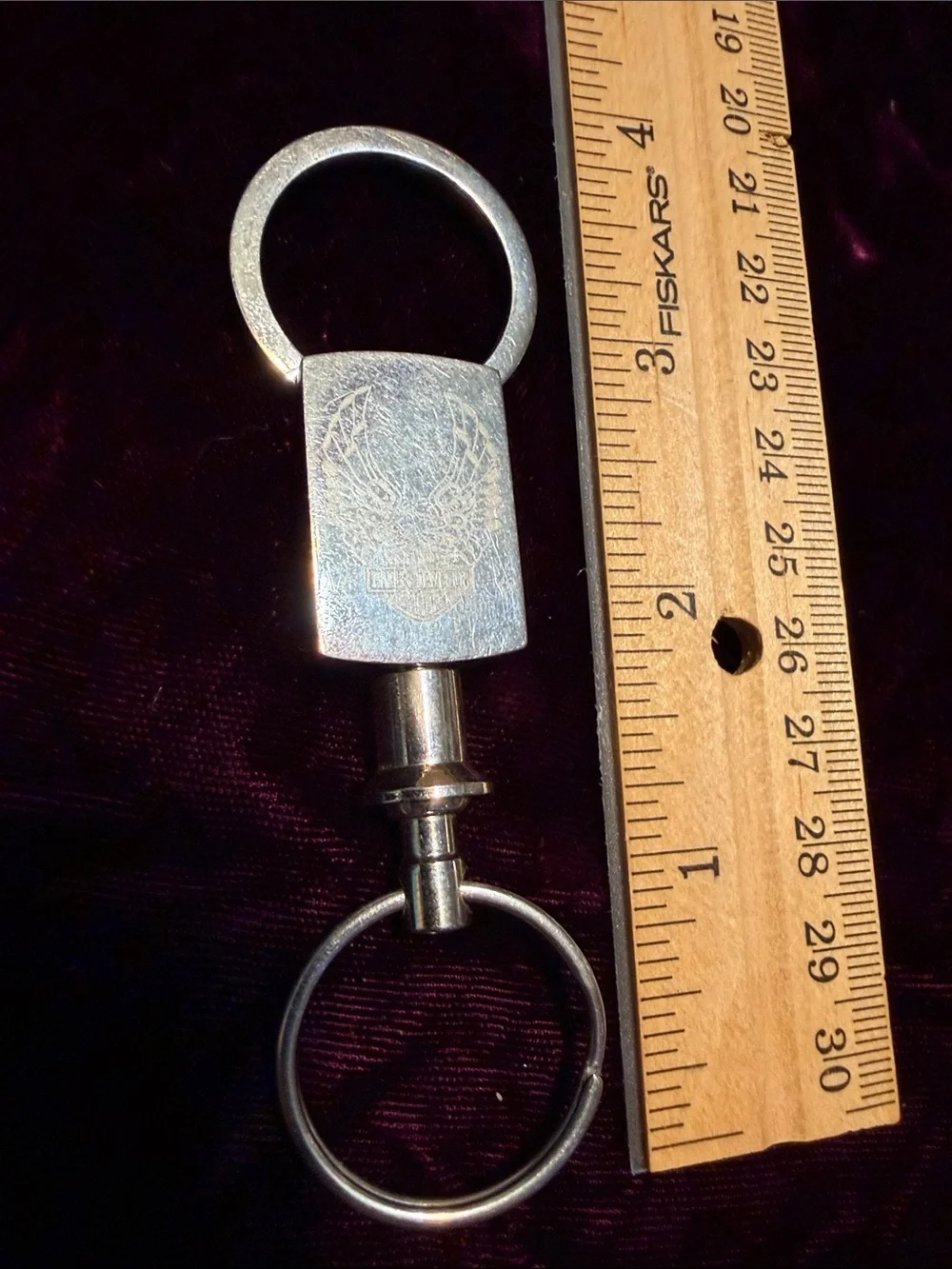 Harley Davidson Silver Metal Keychain with Engraved Eagle Design